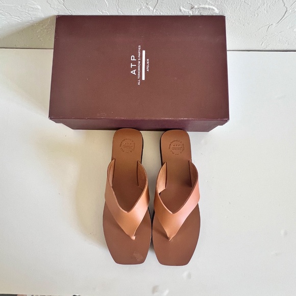 ATP ATELIER Flatform Vacchetta Leather Sandal in Terra/Black Size 39 with Box - Picture 3 of 13